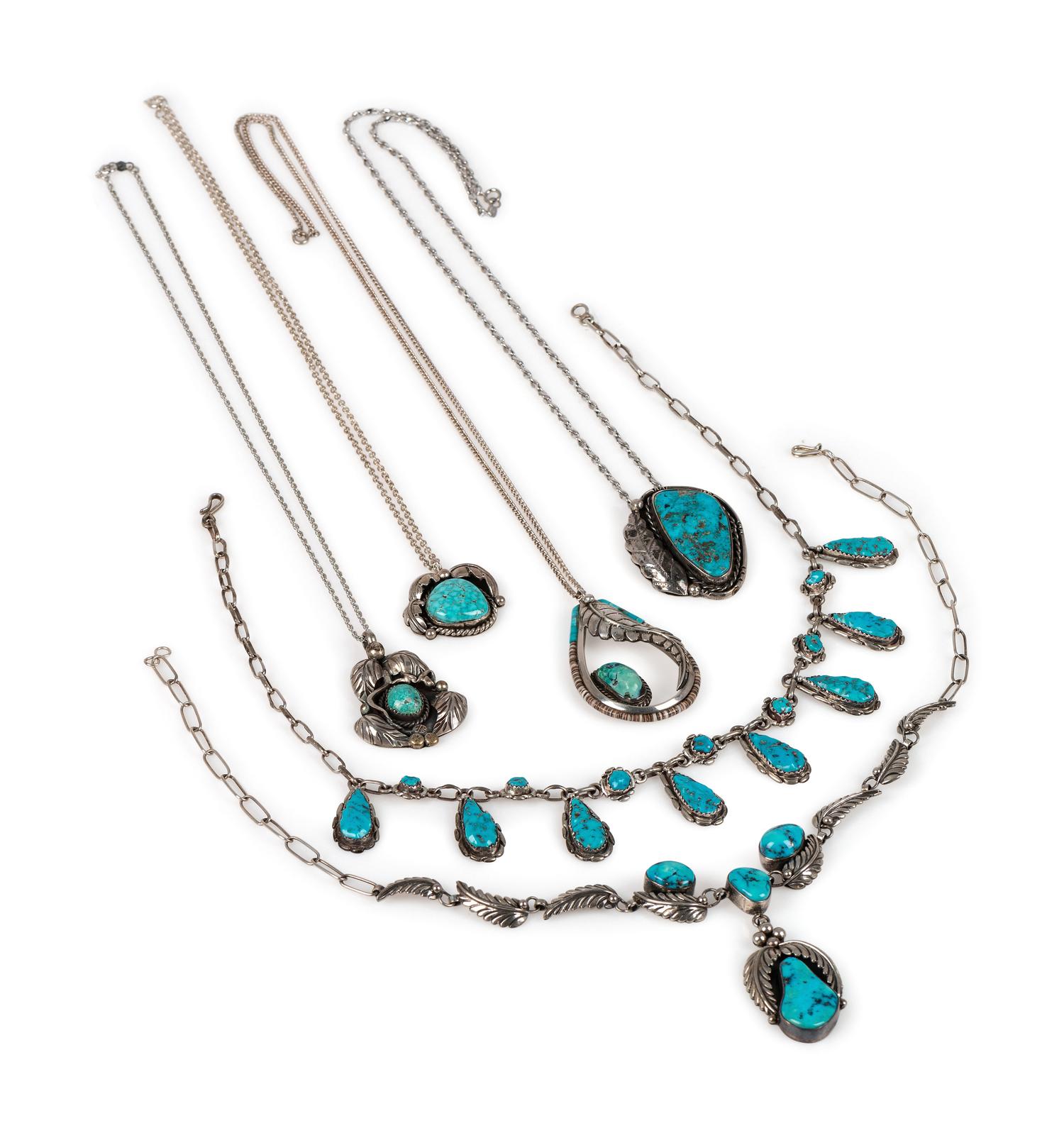 Navajo and Zuni Silver and Turquoise Pendants AND Necklaces