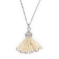 Diamond and Seed Pearl Tassel Necklace