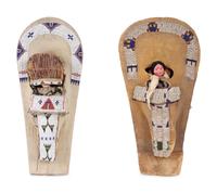 Ute Beaded Hide Doll Cradles, with Dolls