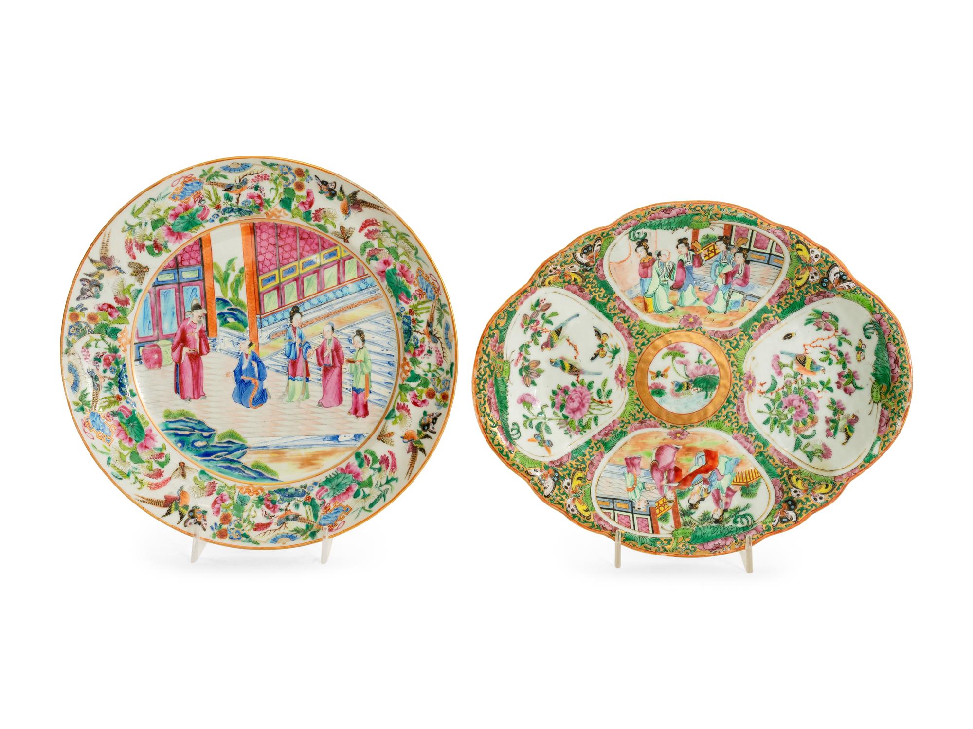 Two Chinese Export Rose Medallion Porcelain Articles