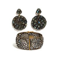 LABRADORITE BANGLE BRACELET AND EARRINGS