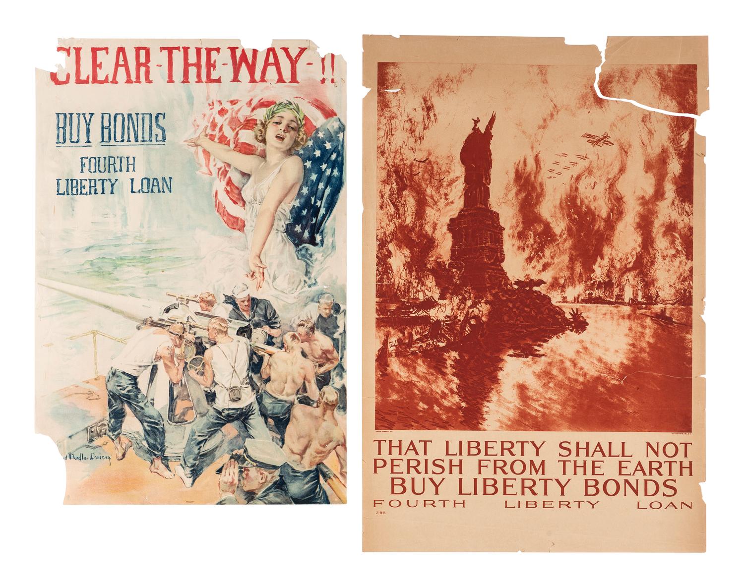 [WORLD WAR I]. A group of 11 posters, including 4 featuring artwork by Howard Chandler Christy, comprising: