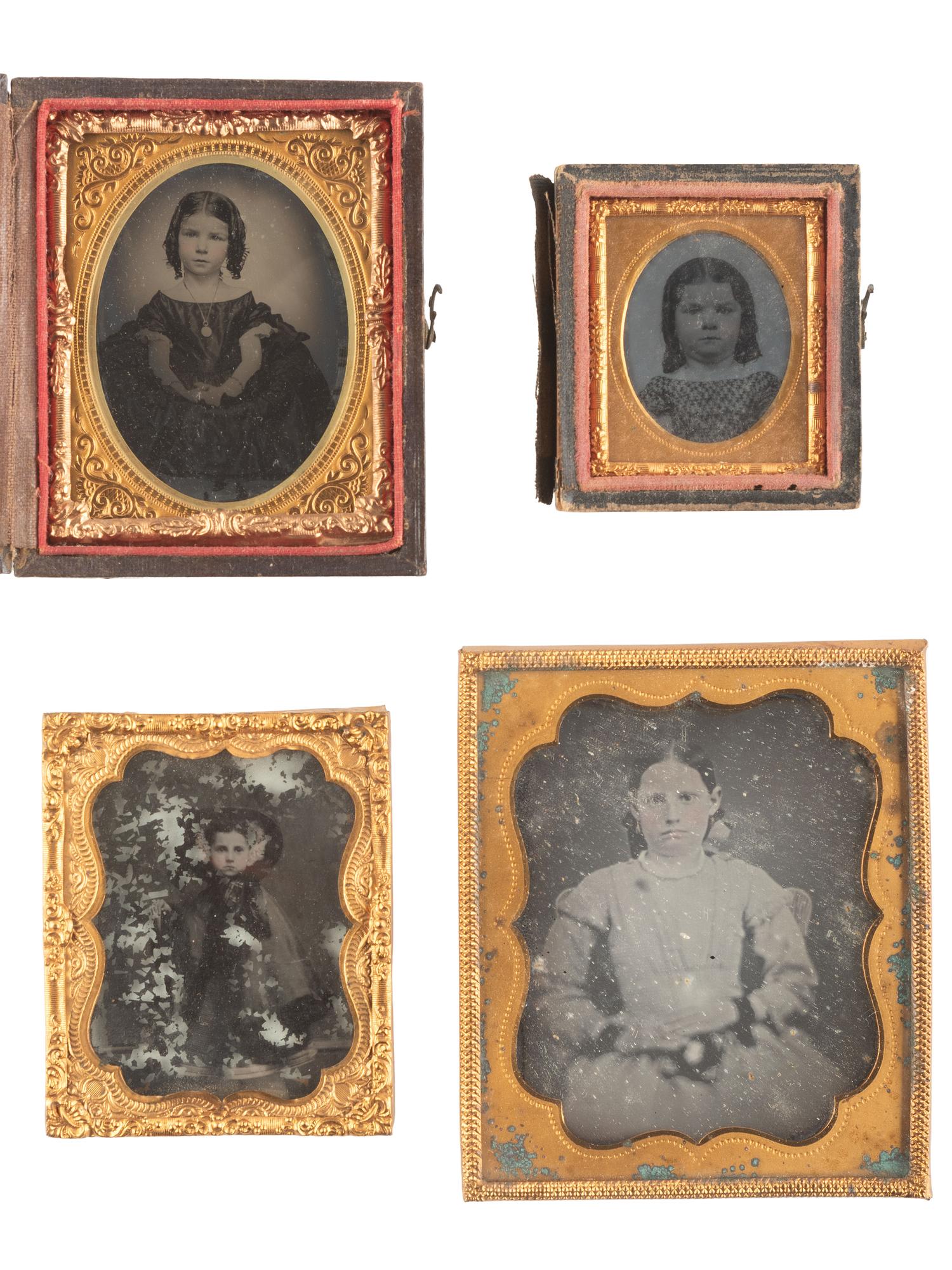 [EARLY PHOTOGRAPHY]. 34 assorted daguerreotypes, ambrotypes, and tintypes featuring children.