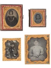 [EARLY PHOTOGRAPHY]. 34 assorted daguerreotypes, ambrotypes, and tintypes featuring children.
