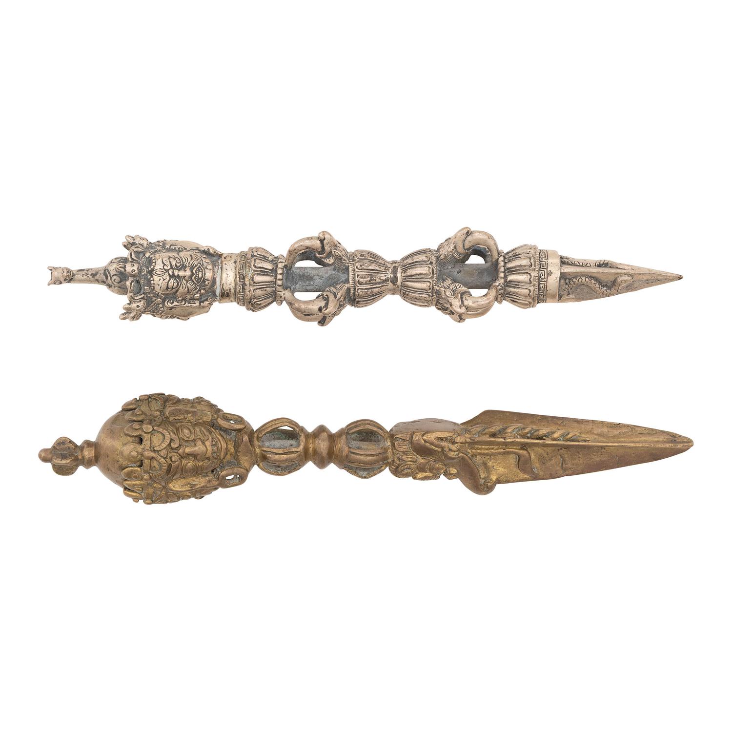 Two Tibetan Dorje Phurba Ritual Daggers