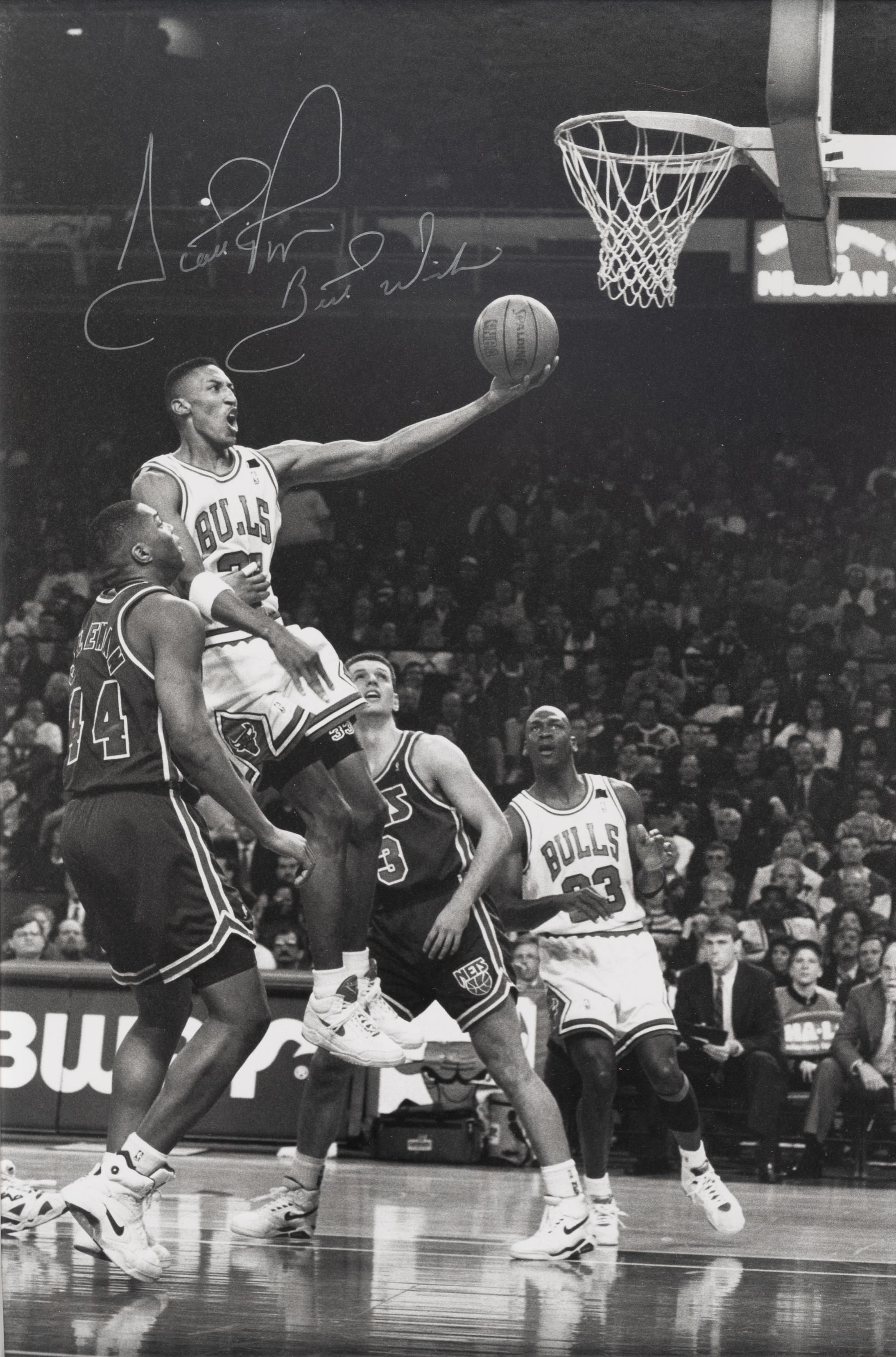 A Unique Scottie Pippen Signed Autograph Vintage Photograph (Beckett Authentication Services BAS Certified),
