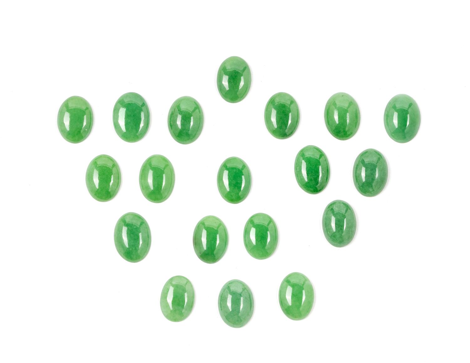 19 Chinese Apple Green Jadeite Cabochons