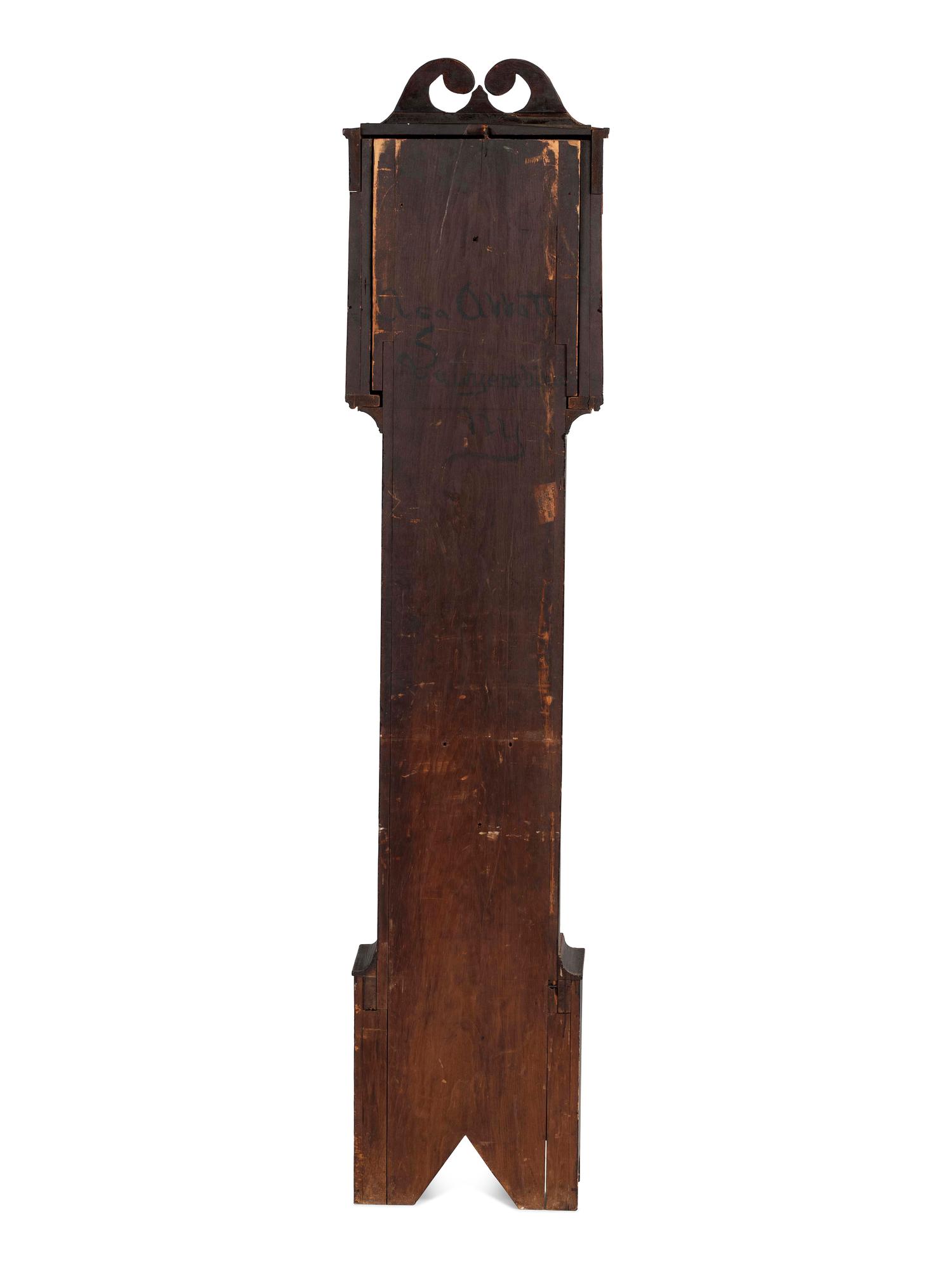 A Federal Painted Pine Wooden Works Tall Case Clock