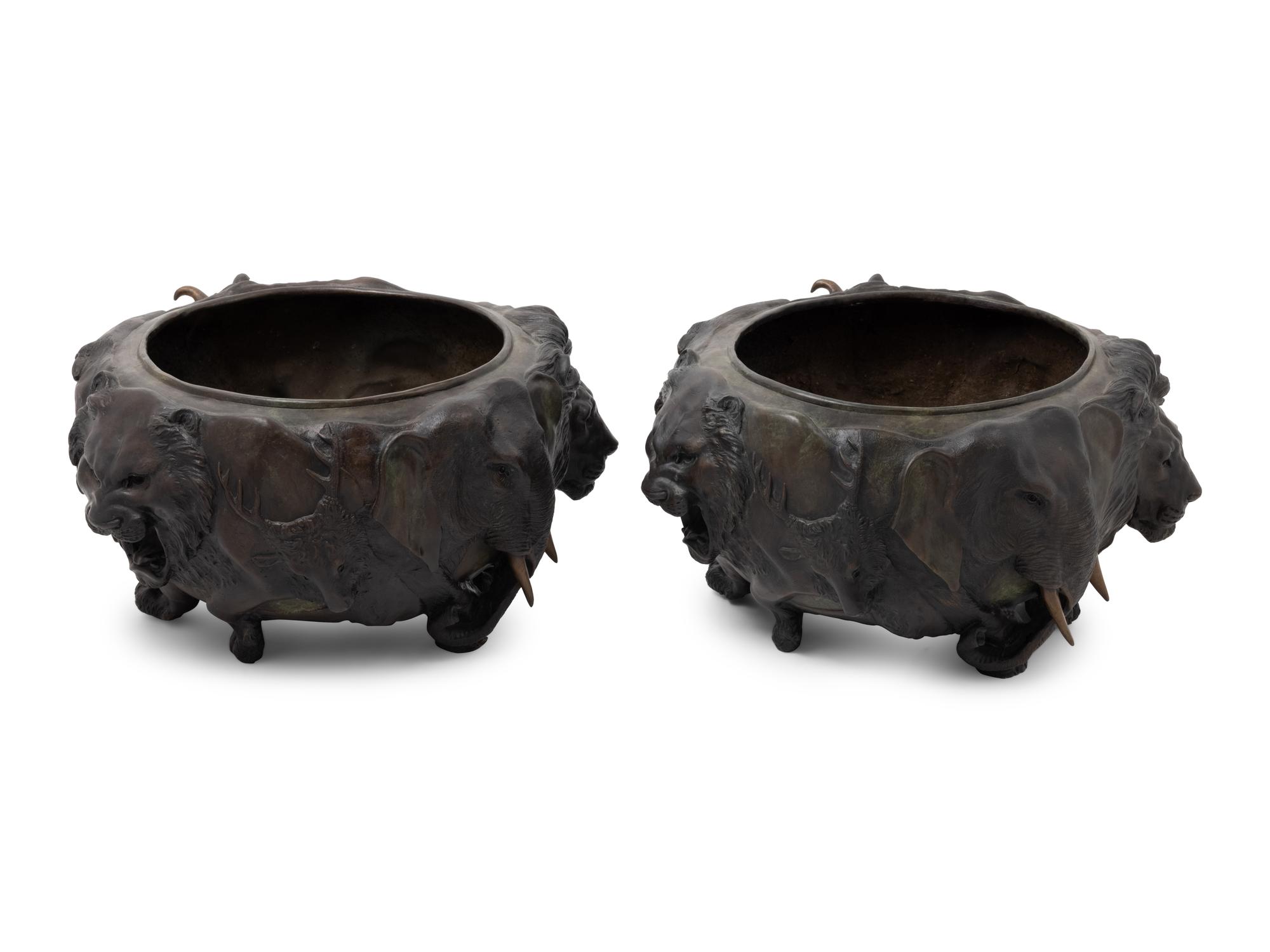 A Pair of Bronze Jardinières