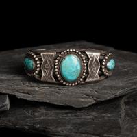 Navajo Silver and Turquoise Cuff Bracelet