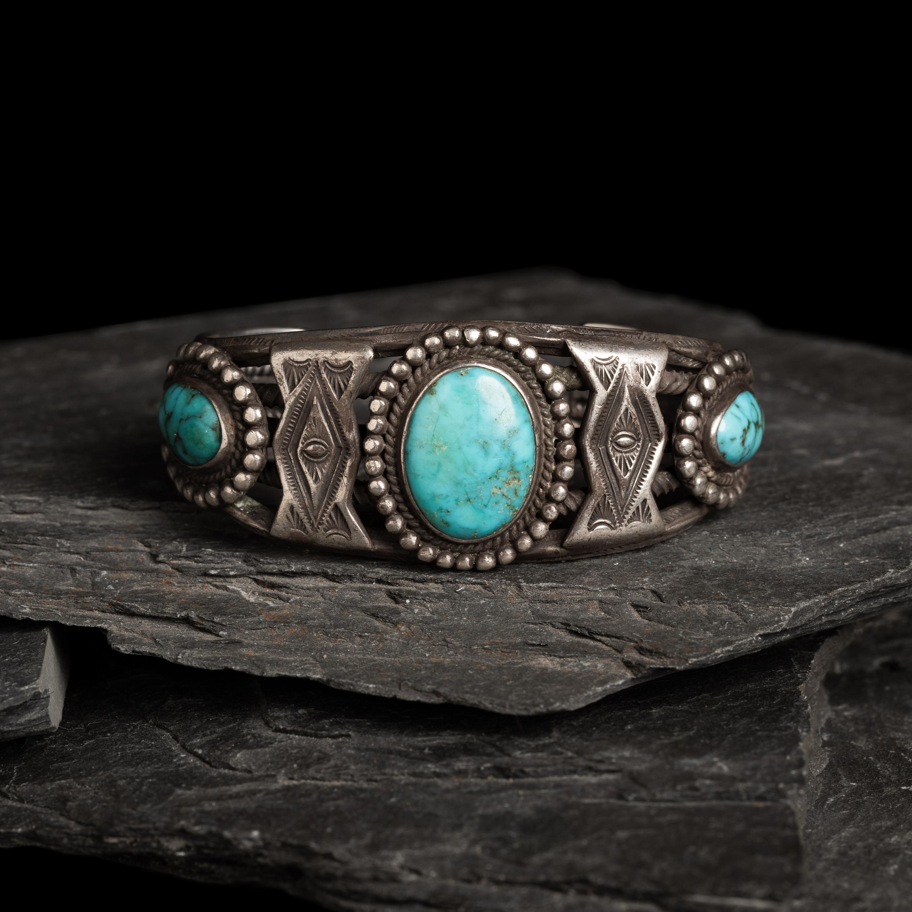 Navajo Silver and Turquoise Cuff Bracelet