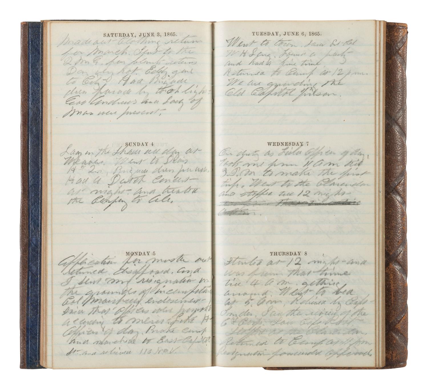 [CIVIL WAR]. Diary of Captain George Brennan, Co. M, New York 14th Heavy Artillery, 1865.