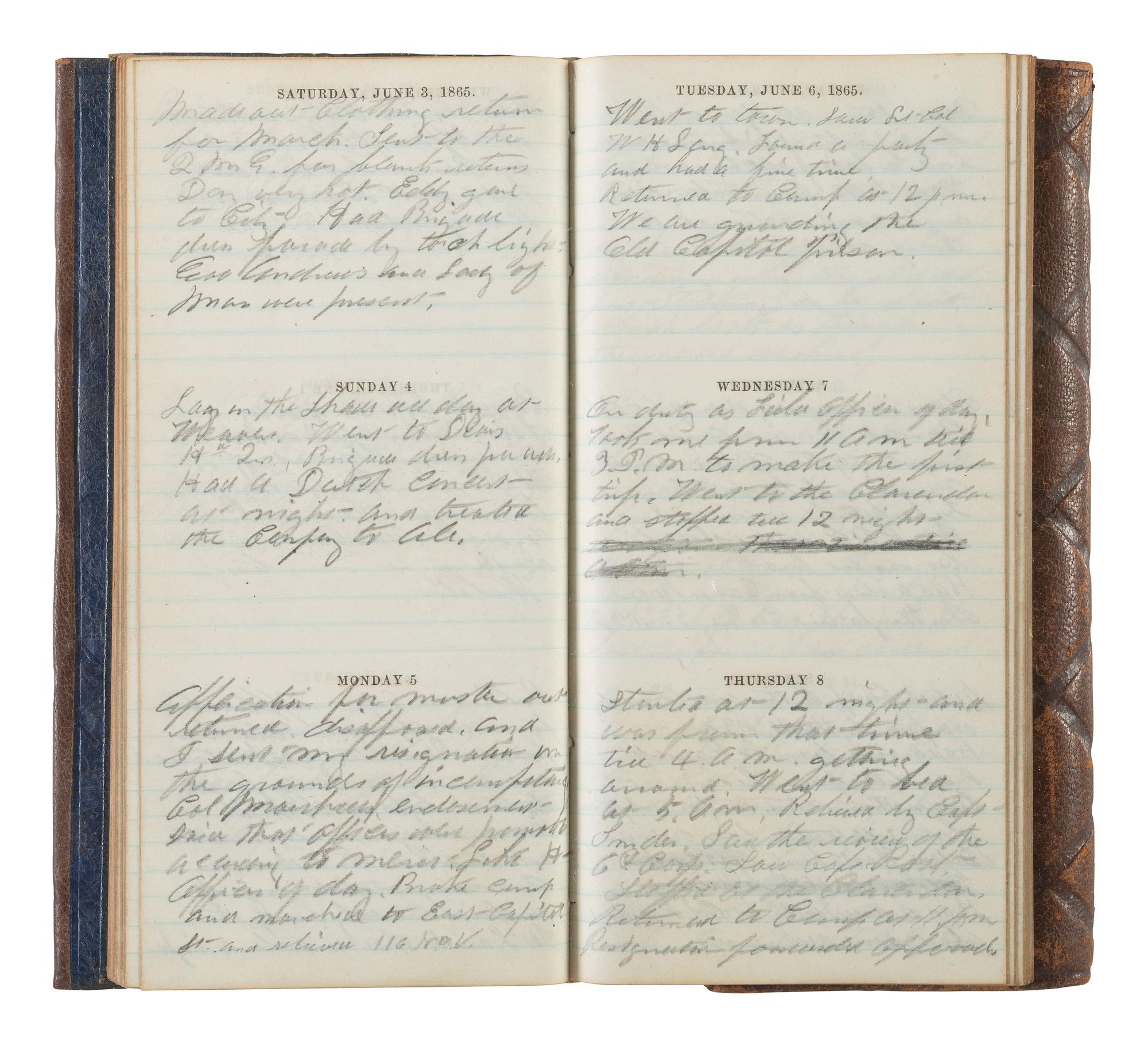 [CIVIL WAR]. Diary of Captain George Brennan, Co. M, New York 14th Heavy Artillery, 1865.