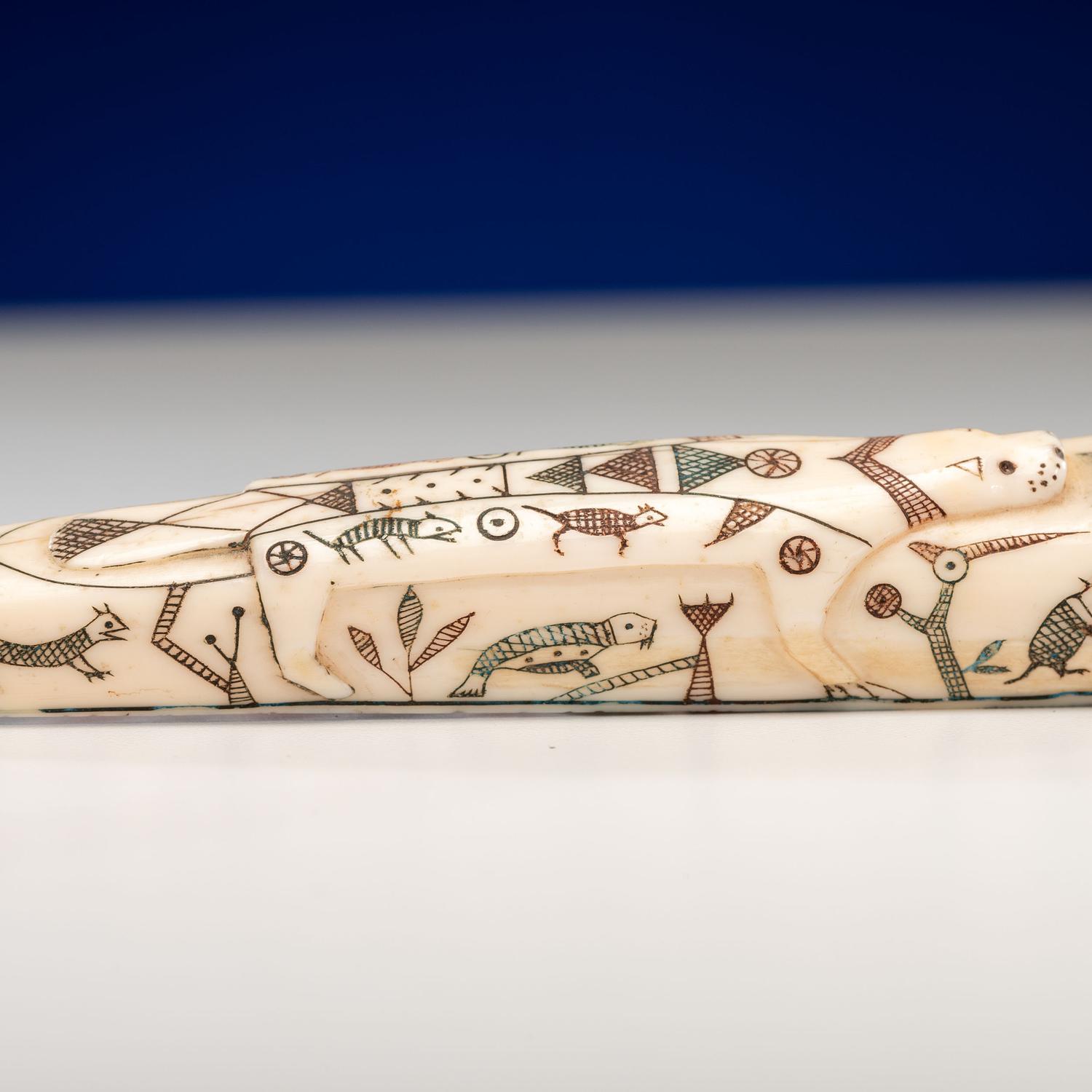 Nunivak Island Carved Polychrome Pipe