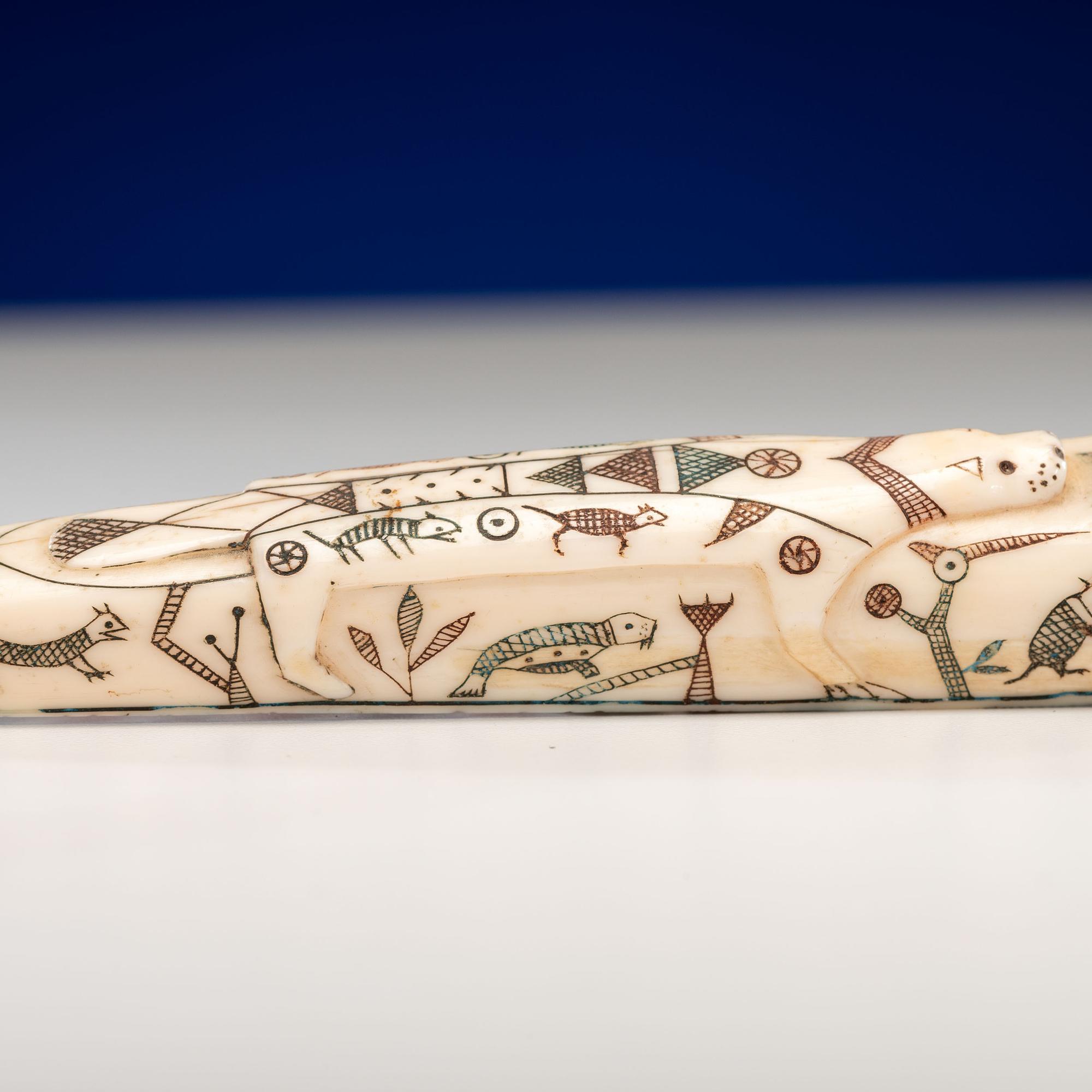 Nunivak Island Carved Polychrome Pipe