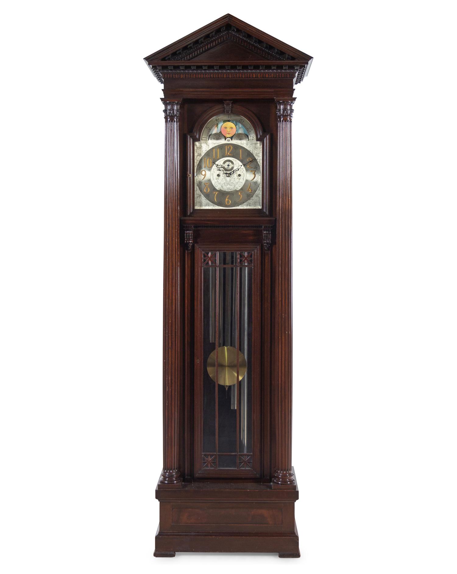 A Herschede Mahogany Five-Tube Tall Case Clock