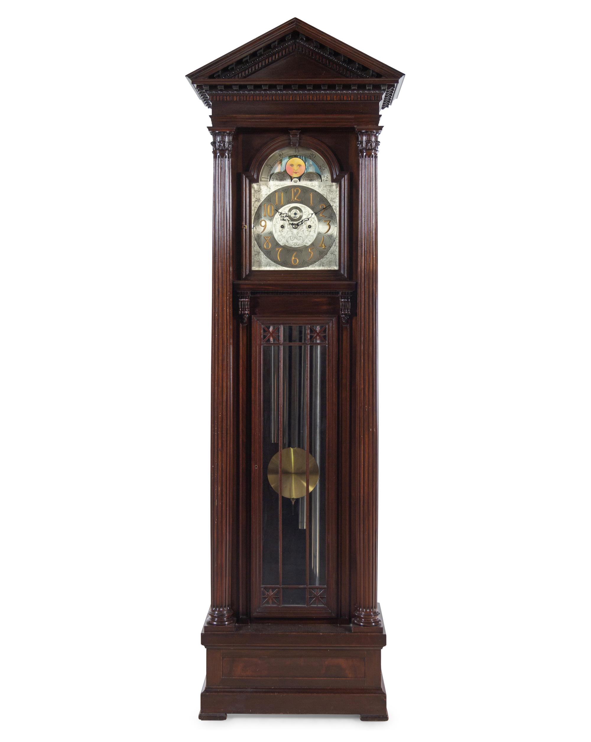 A Herschede Mahogany Five-Tube Tall Case Clock