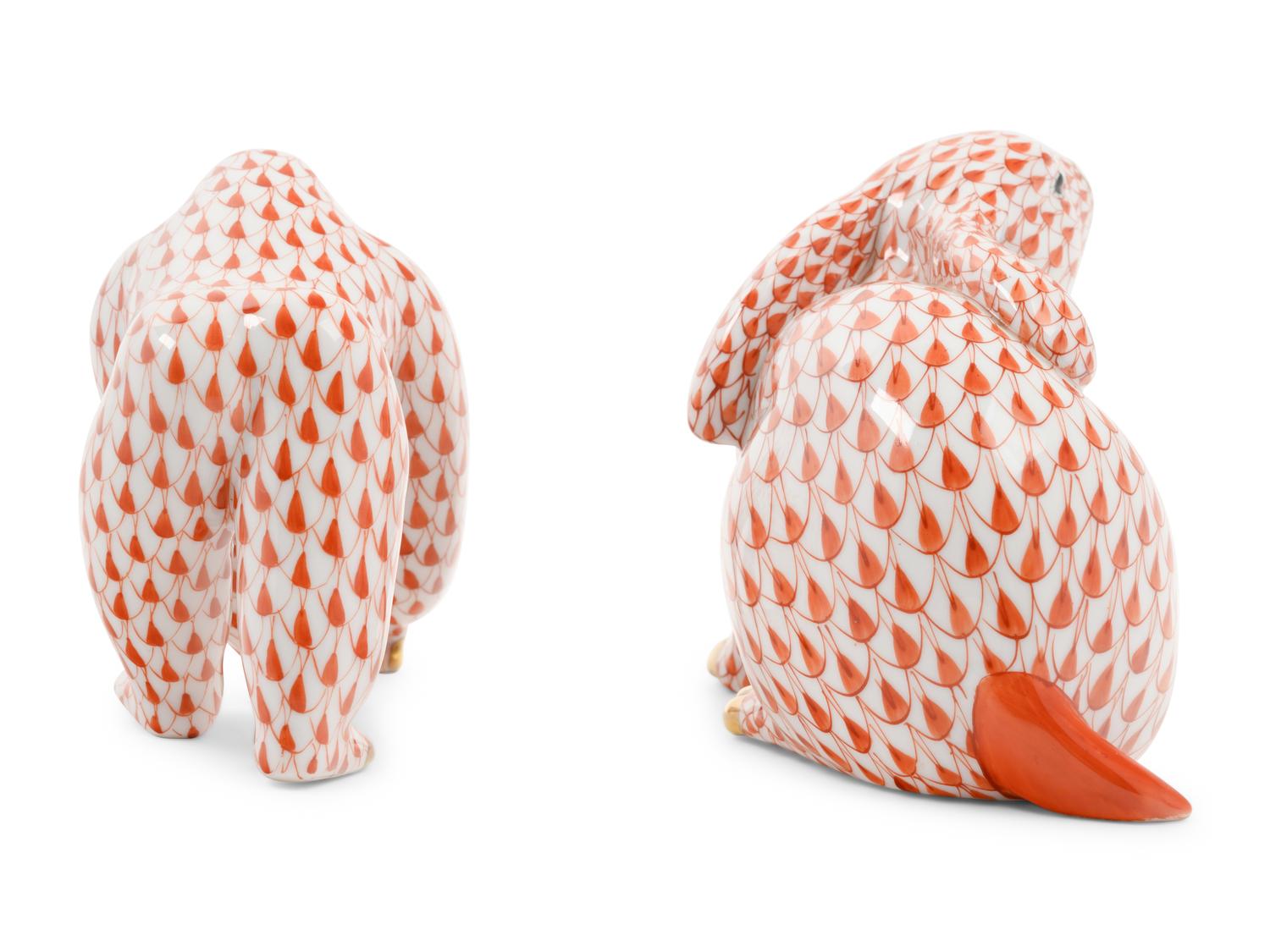 A Herend Porcelain Rabbit and Gorilla