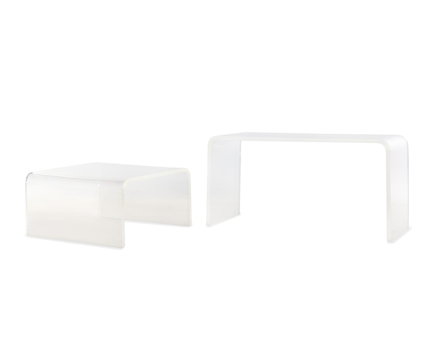 An Acrylic Waterfall Low Table and an Acrylic Waterfall Console Table