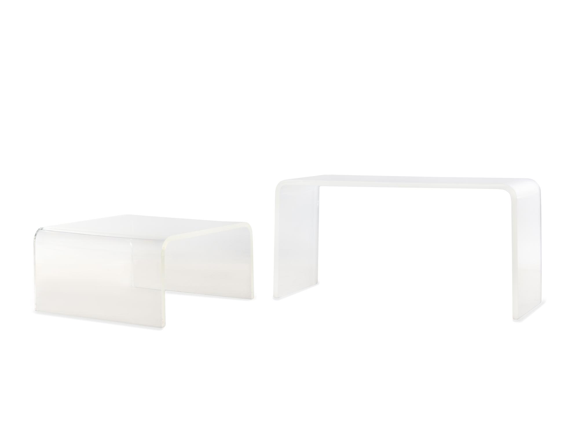 An Acrylic Waterfall Low Table and an Acrylic Waterfall Console Table