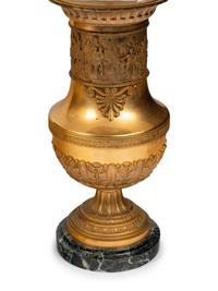 A Pair of Empire Style Gilt Bronze Urn-Form Vases