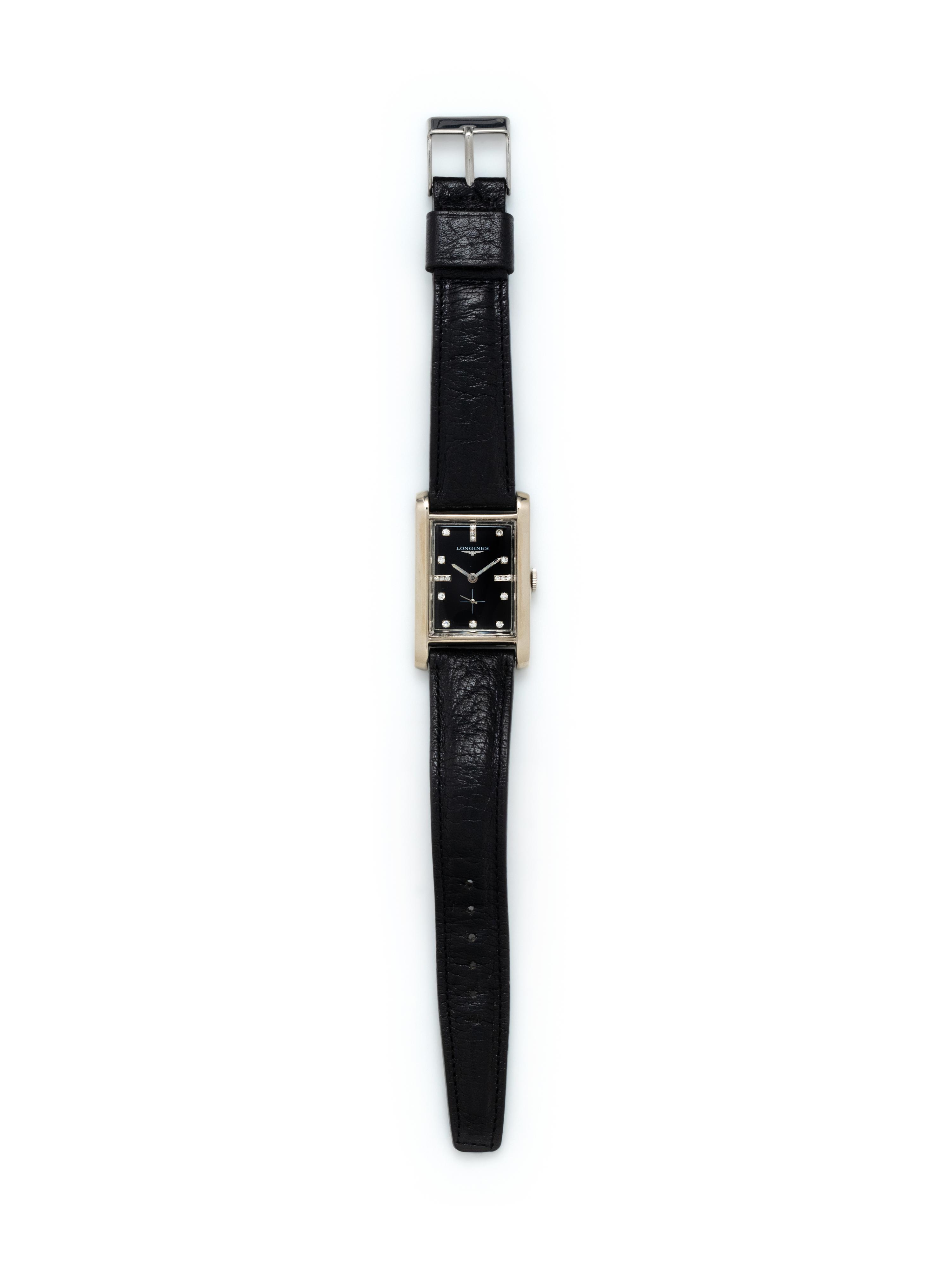 LONGINES, 14K WHITE GOLD AND DIAMOND WATCH
