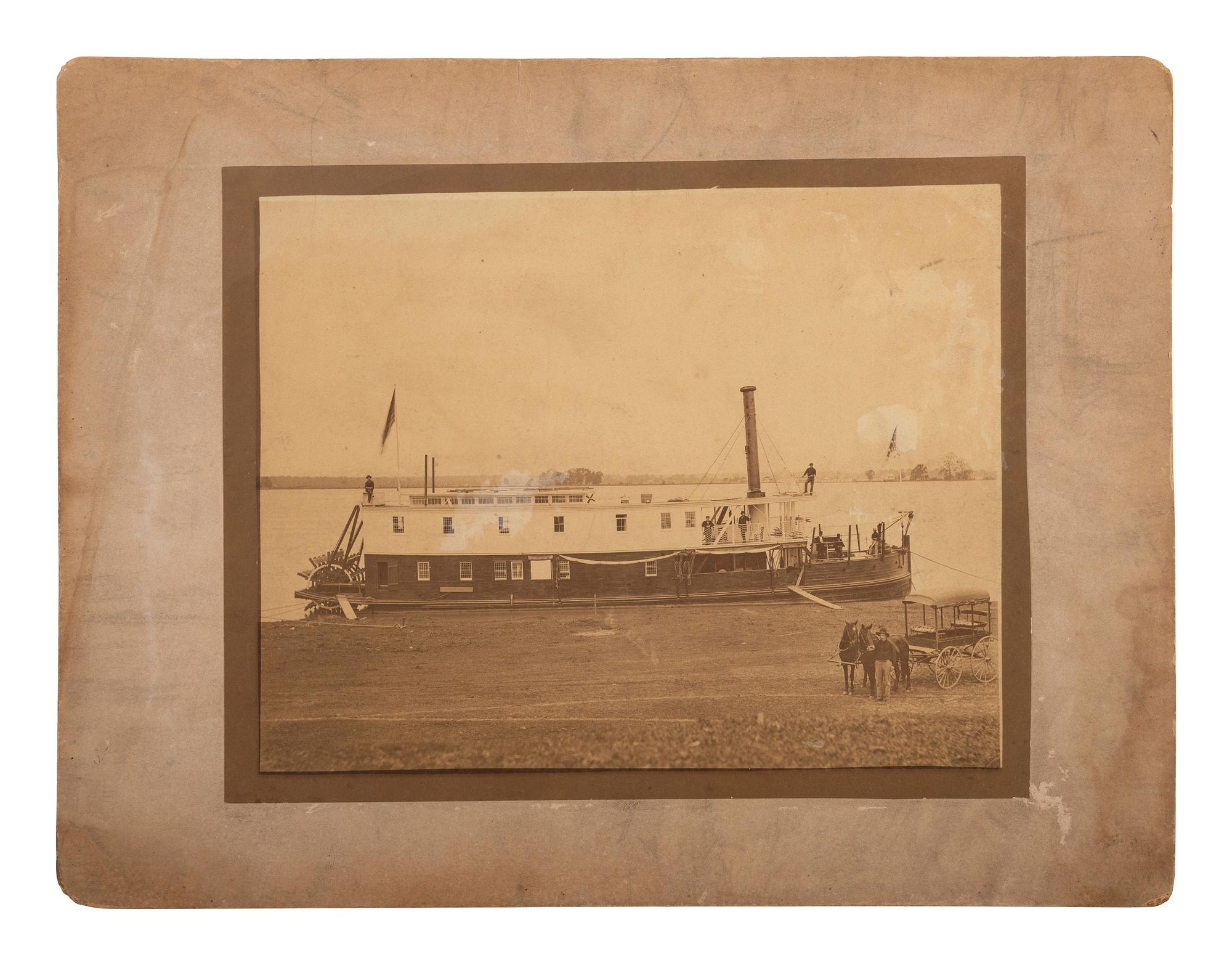 [CIVIL WAR]. LYTLE, Andrew D. (1858-1917), photographer. Albumen photograph of paddle wheeler. Baton Rouge, LA: A.D. Lytle, n.d.