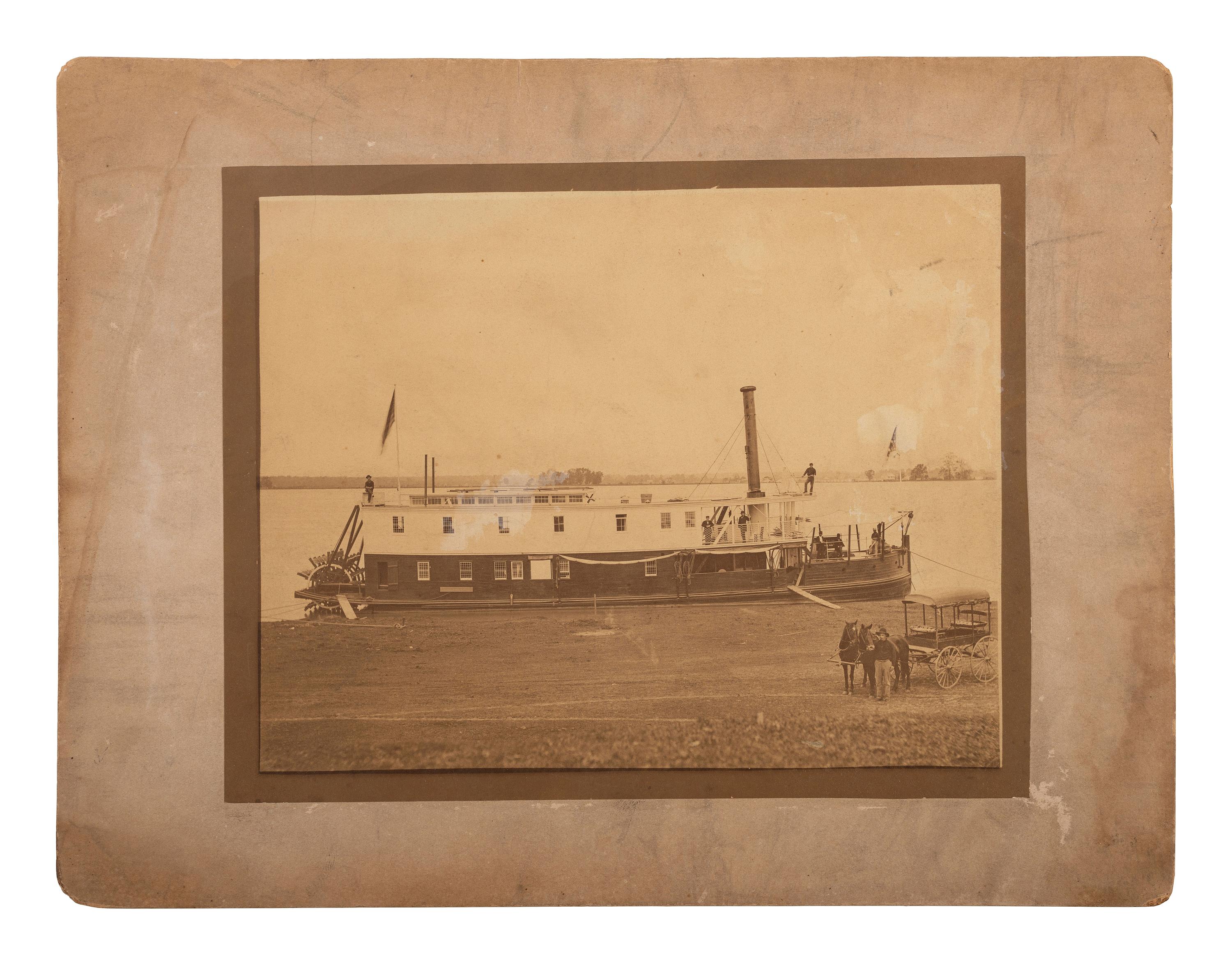 [CIVIL WAR]. LYTLE, Andrew D. (1858-1917), photographer. Albumen photograph of paddle wheeler. Baton Rouge, LA: A.D. Lytle, n.d.
