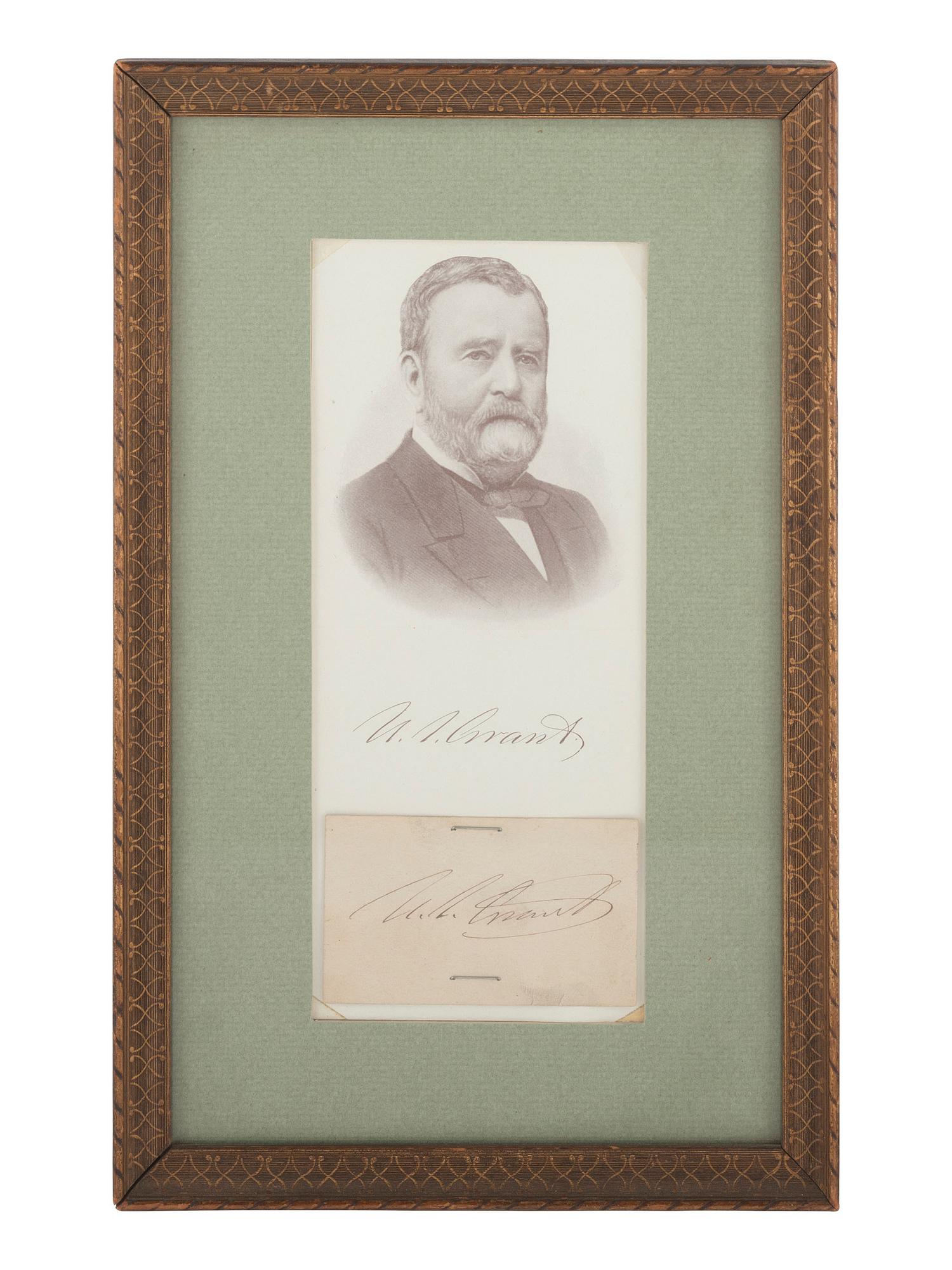 GRANT, ULYSSES S. (1822-1885). Clipped signature mounted on a half-tone print of Grant.
