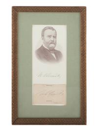GRANT, ULYSSES S. (1822-1885). Clipped signature mounted on a half-tone print of Grant.