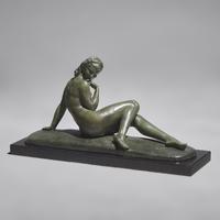 Ugo Cipriani (Italian, 1887–1960) — Reclining Female Nude Bronze Sculpture