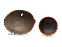A Carved Wood Handled Burlwood Bowl
