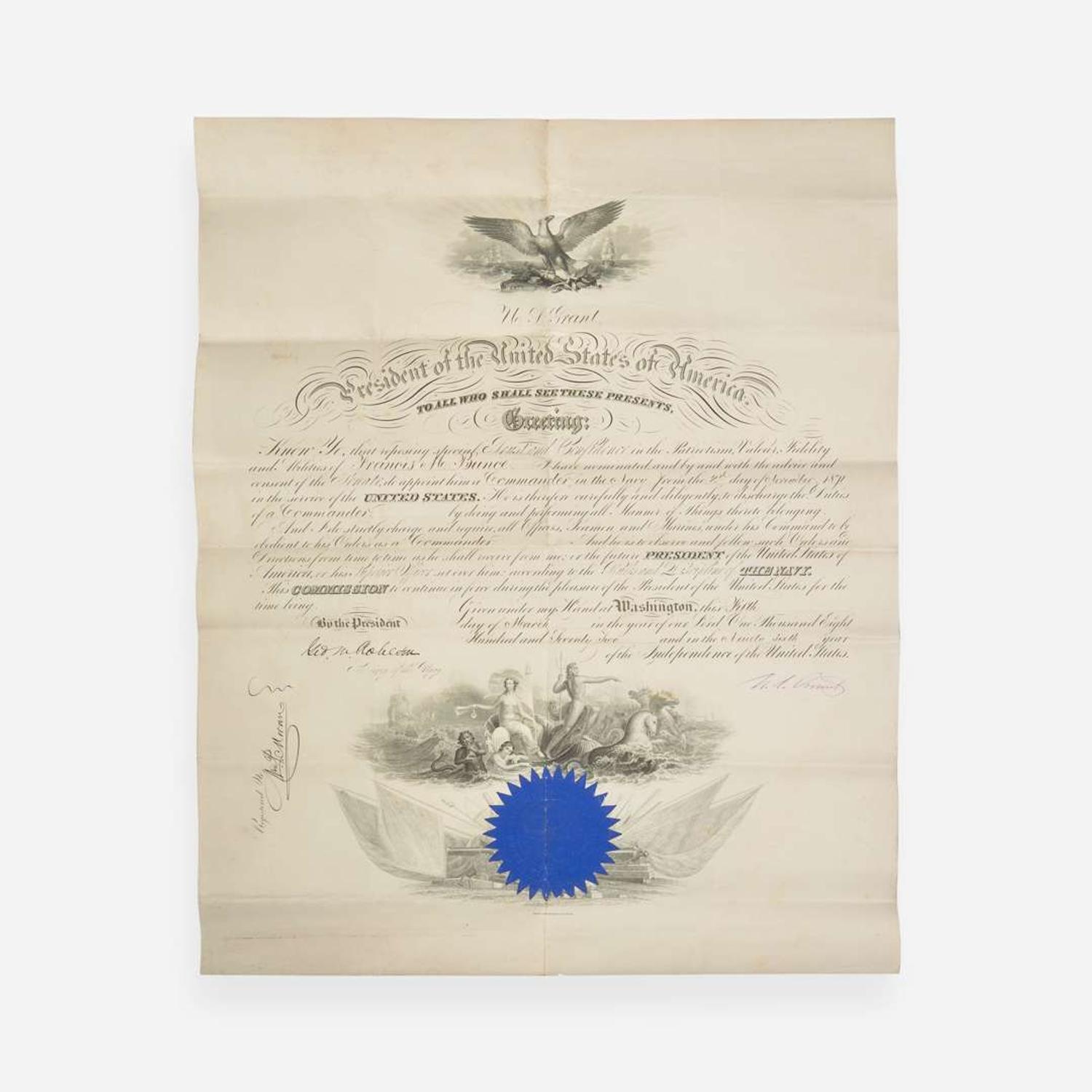 [Presidential] [Bunce, Francis M.] Grant, U(lysses). S. Signed Military Commission
