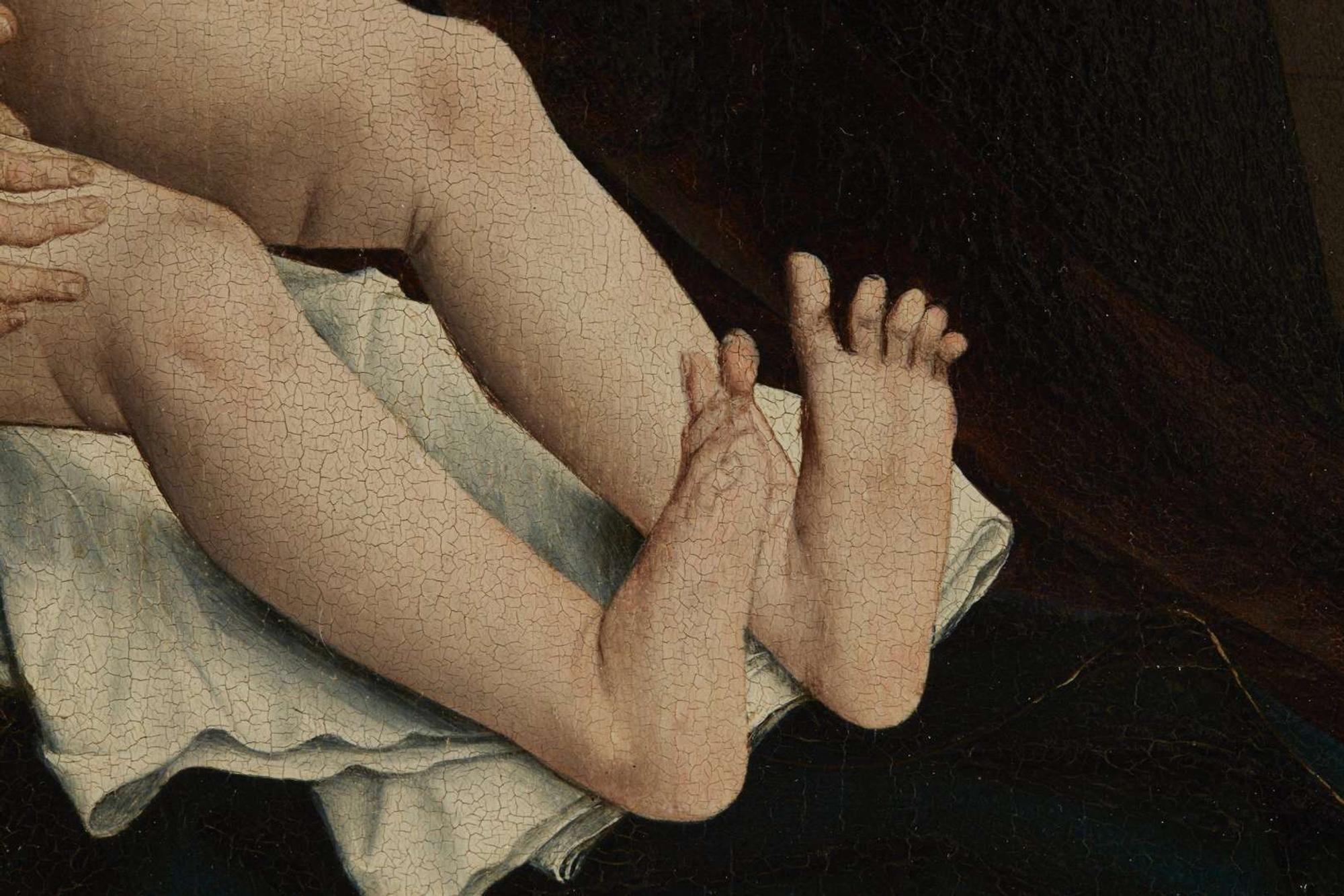 Master of the Embroidered Foliage (Netherlandish, active Brussels, late 15th Century) — Nursing Madonna