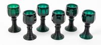 A Set of Six German Glass Goblets Height 5 1/2 inches.