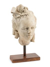 An Italian Marble Head of a Lady on an Iron Base