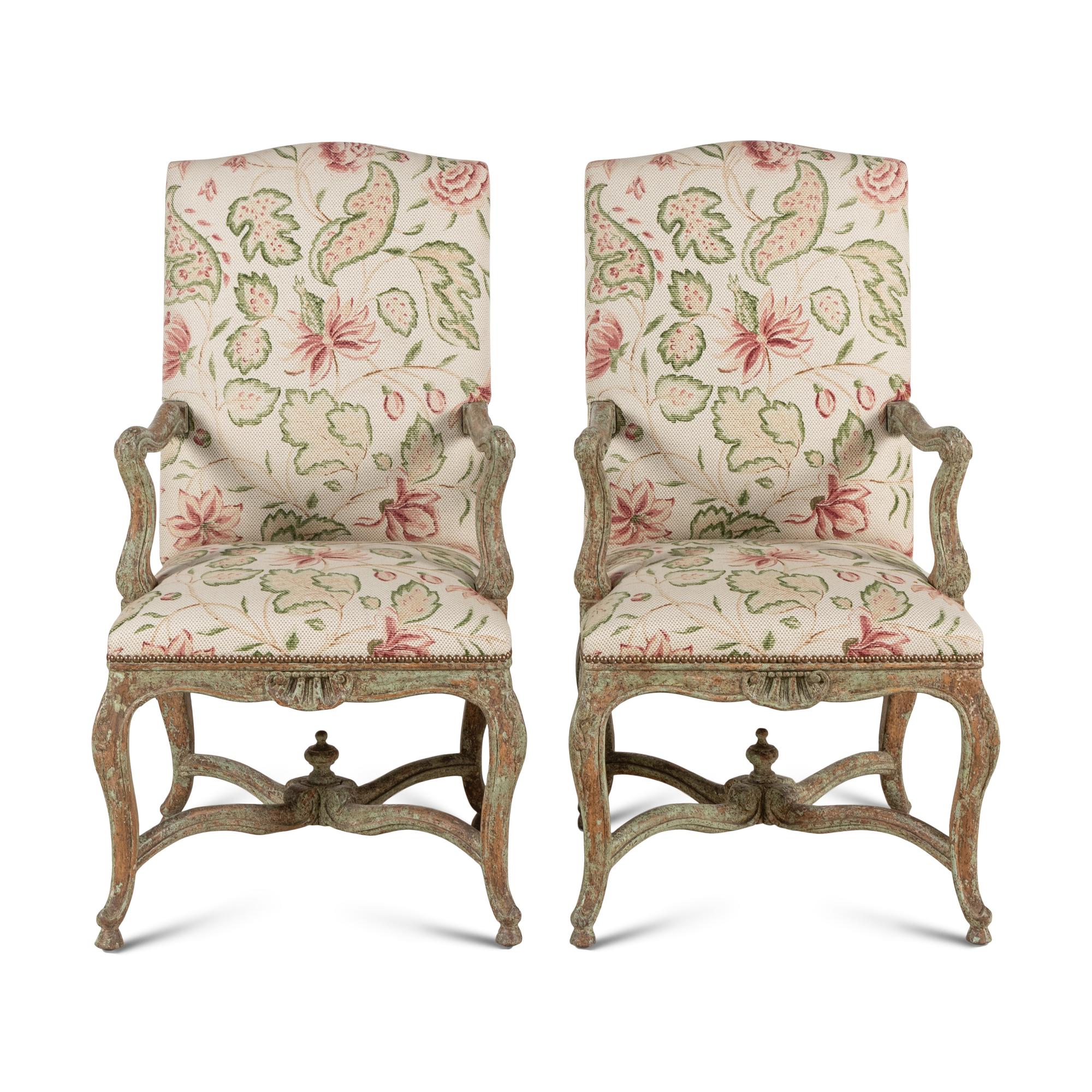 A Pair of Régence Style Painted Fauteuils