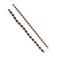 TWO YELLOW GOLD, SAPPHIRE, AND GARNET BRACELETS