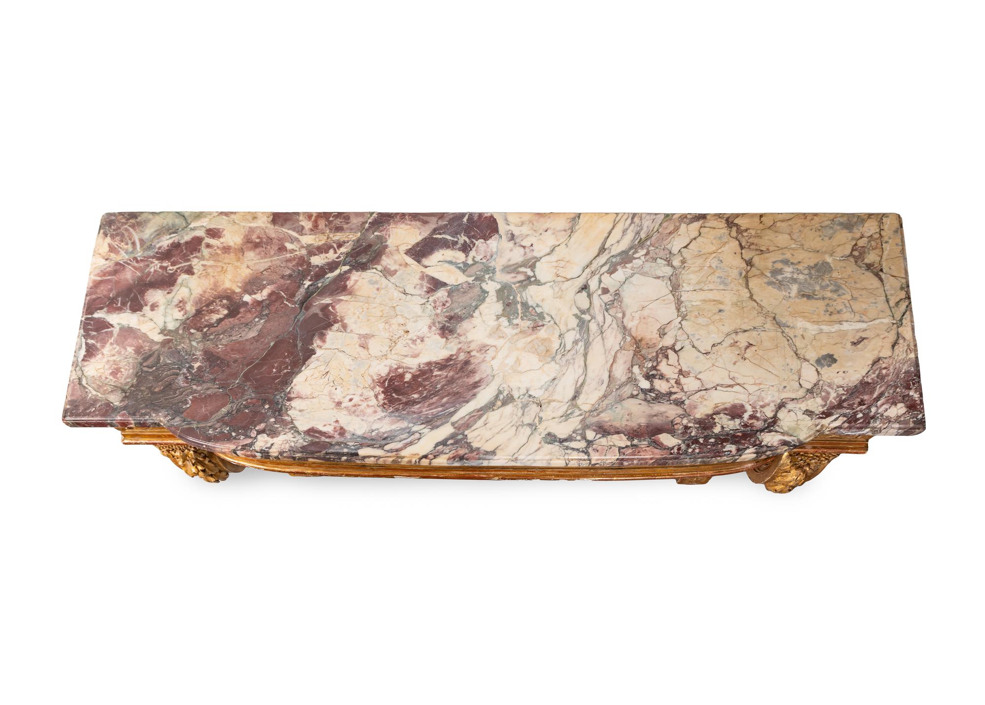 A Louis XVI Giltwood Marble-Top Console Table