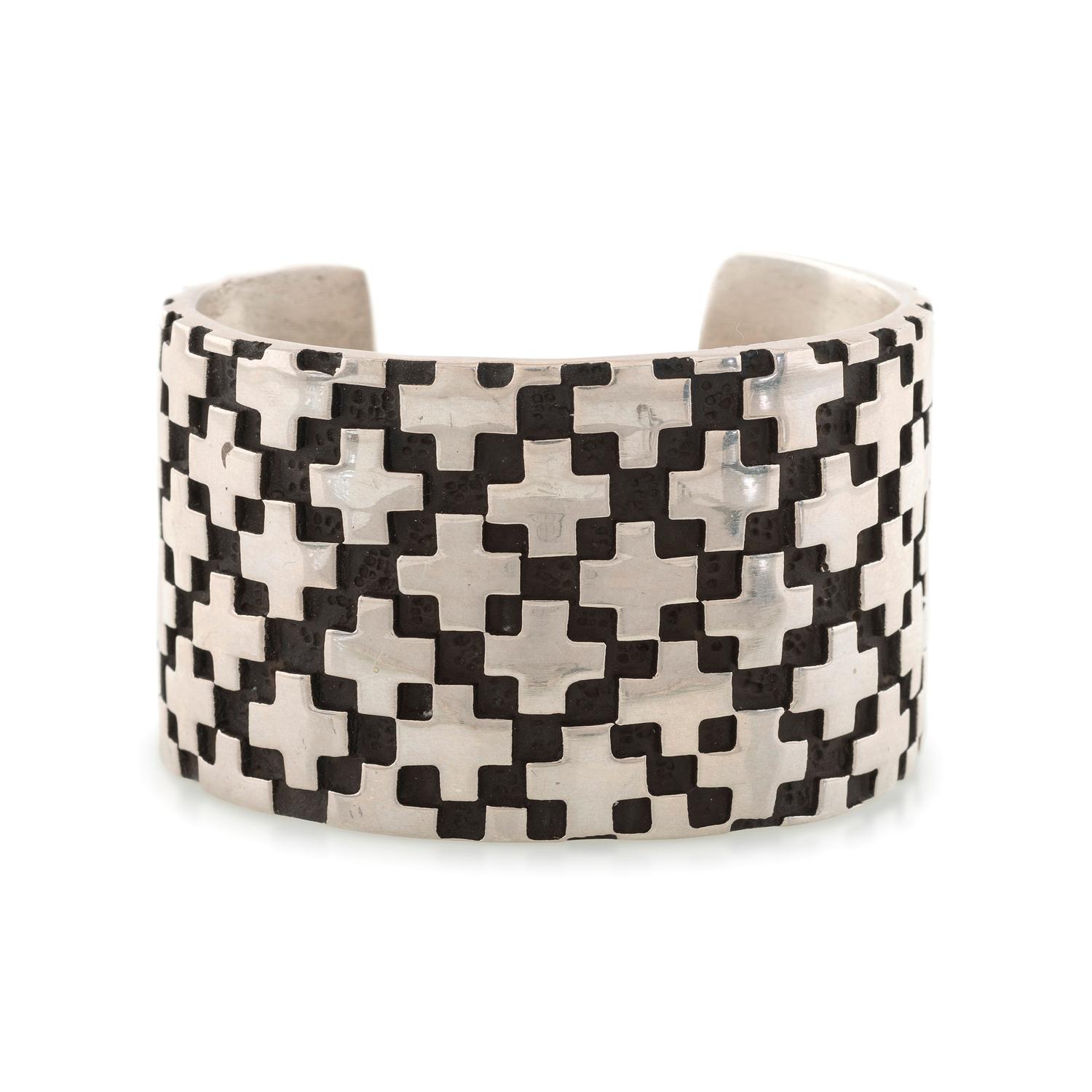 Heavy Cast Silver Cuff Bracelet, with Cross Design