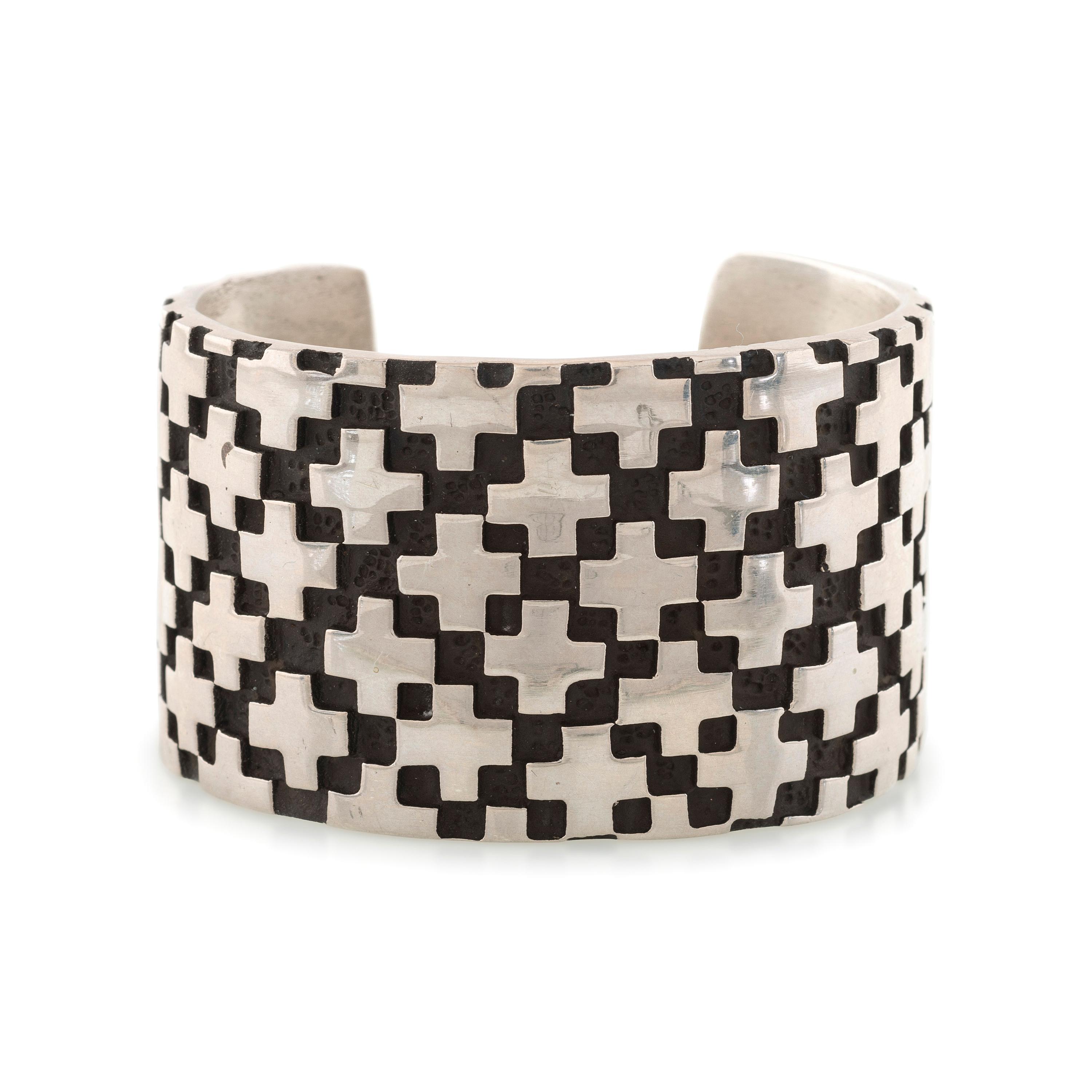 Heavy Cast Silver Cuff Bracelet, with Cross Design