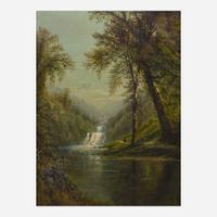 Edmund Darch Lewis (American, 1835–1910) - Cascading Waterfall in Spring Landscape