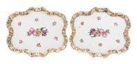 A Pair of Capo di Monte Porcelain Trays Width 15 3/4 inches.