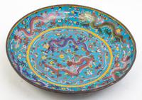 A Pair of Cloisonne Chargers Diameter 17 1/2 inches.