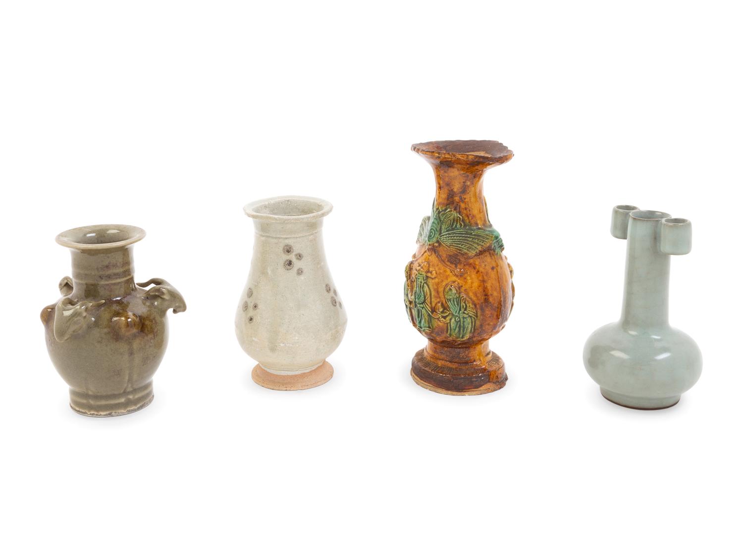 Four Chinese Stoneware and Porcelain Vases