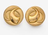 A Pair of 18K Yellow Gold Haroldo Burle Marx Ear Clips