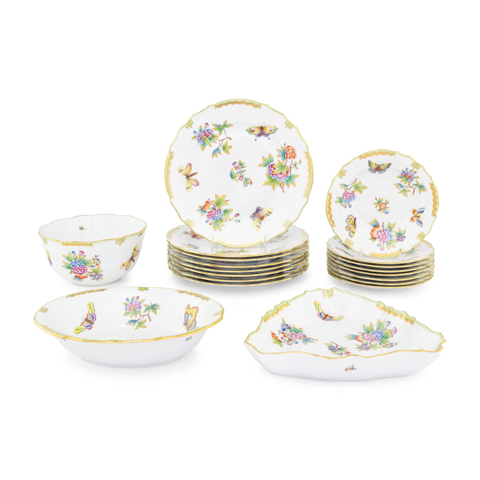 A Herend Queen Victoria Porcelain Part Dinner Service