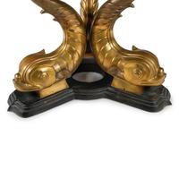 A Neoclassical Style Patinated and Gilt Bronze Amethyst-Top Table