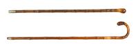 A Bamboo Walking Stick, Height of taller overall 36 inches.