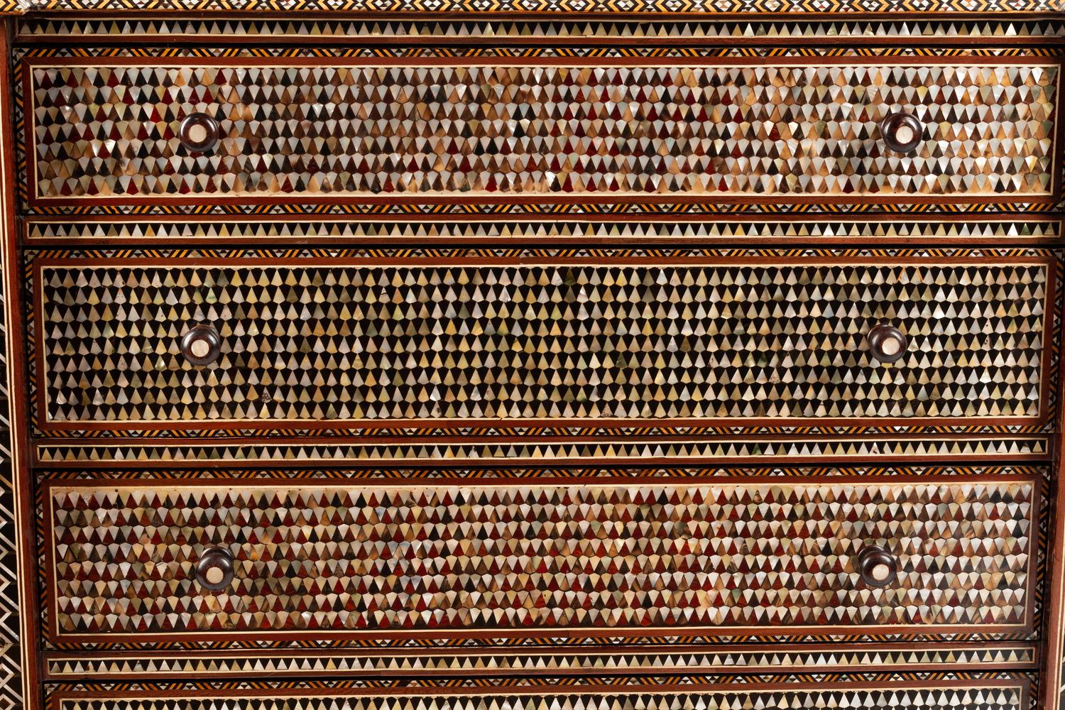 A Moorish Style Mother-of-Pearl Inlaid Chest of Drawers